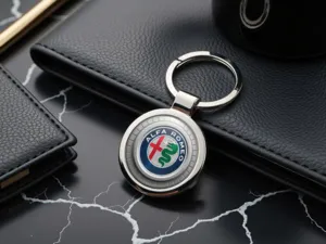 Alfa Romeo Portachiavi Metallo Acciaio Inox Aspetto Premium